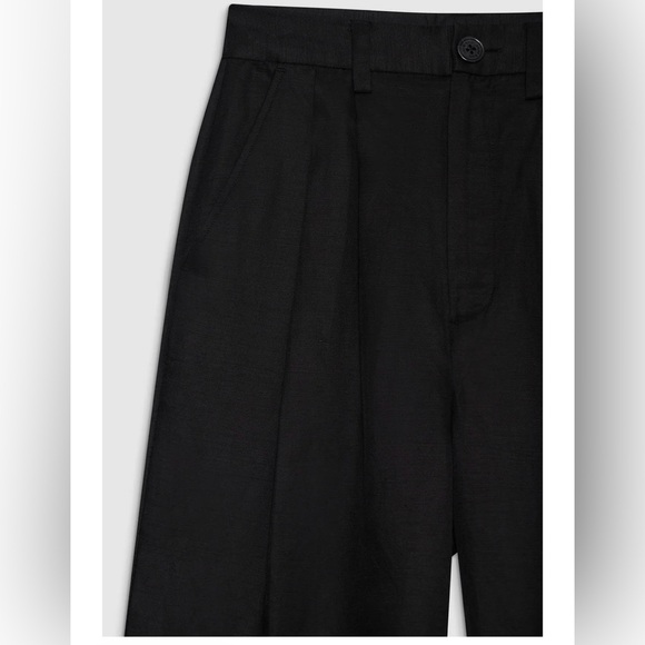 NWOT Anine Bing CARRIE ANKLE PANT IN BLACK LINEN BLEND - Picture 4 of 10